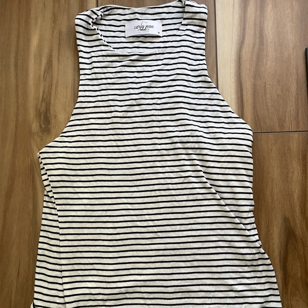 CJLA Eden Tank Top, Black and White Stripe